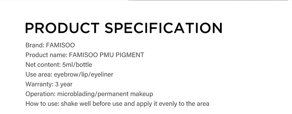 FAMISOO 5ML Permanent Makeup Pigment for Lips and Eyebrows
