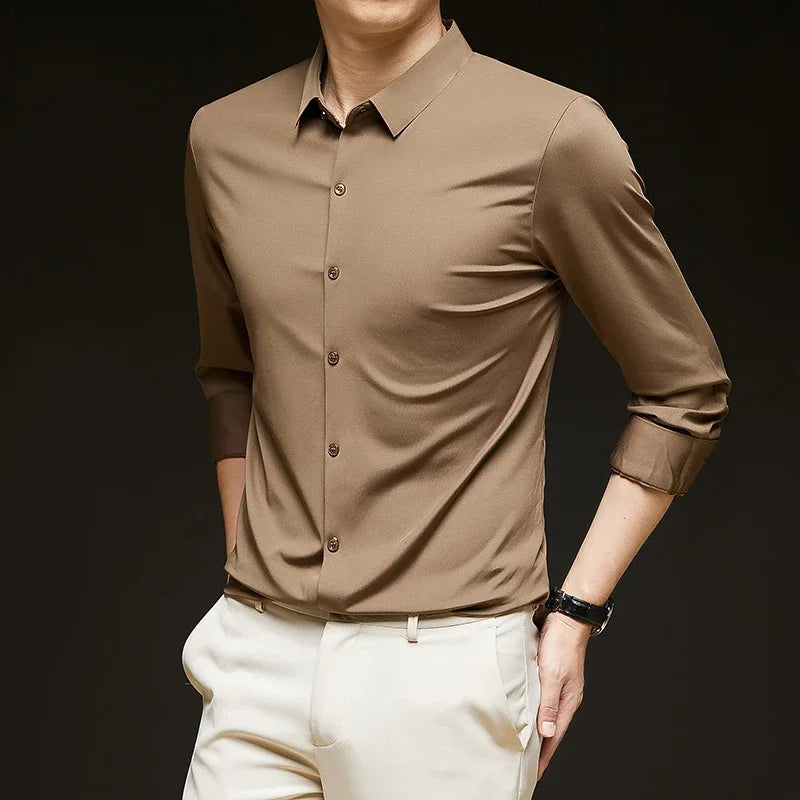 Men's Ultra-Stretch Slim-Fit Long Sleeve Shirt