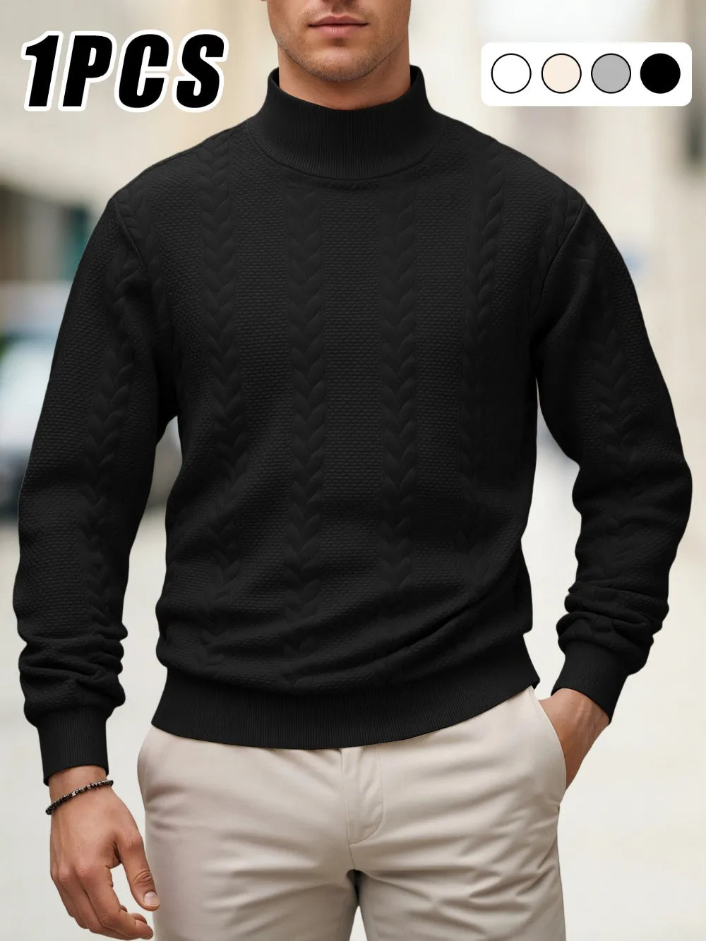 Thick Knitted Turtleneck Sweater for Men