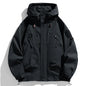 Men's Waterproof Hooded Jacket Cargo Black Softshell