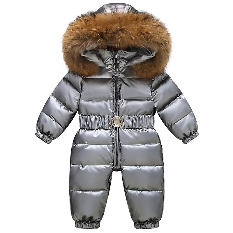 Children's Waterproof Hooded Down Snowsuit for Winter