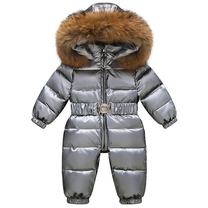 Children's Waterproof Hooded Down Snowsuit for Winter