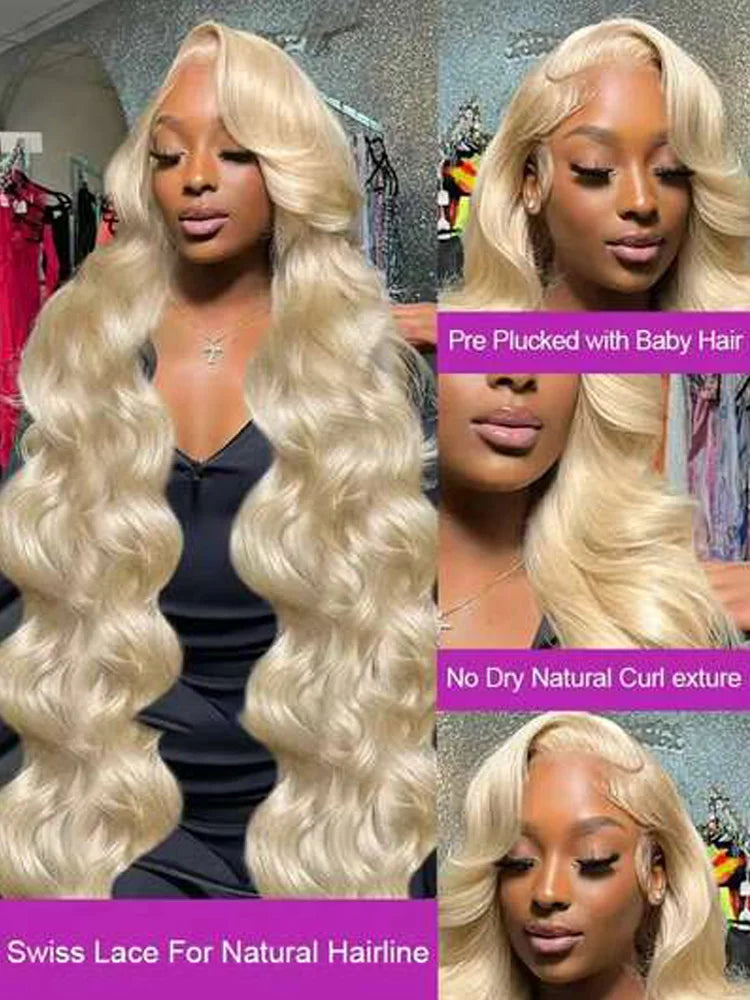 613 Honey Blonde Body Wave Human Hair Wig 360 Lace Frontal
