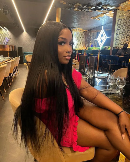 40 Inch Bone Straight Human Hair Wig Brazilian Lace Front Wig