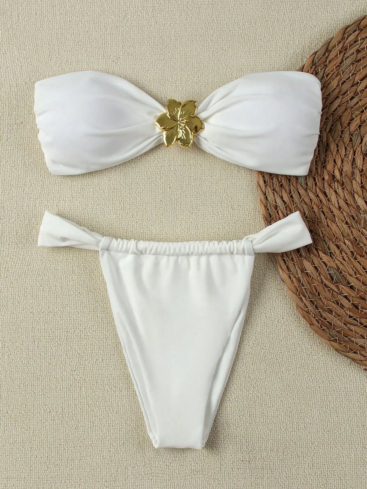 Bandeau Push-Up Bikini Set with Brazilian Thong