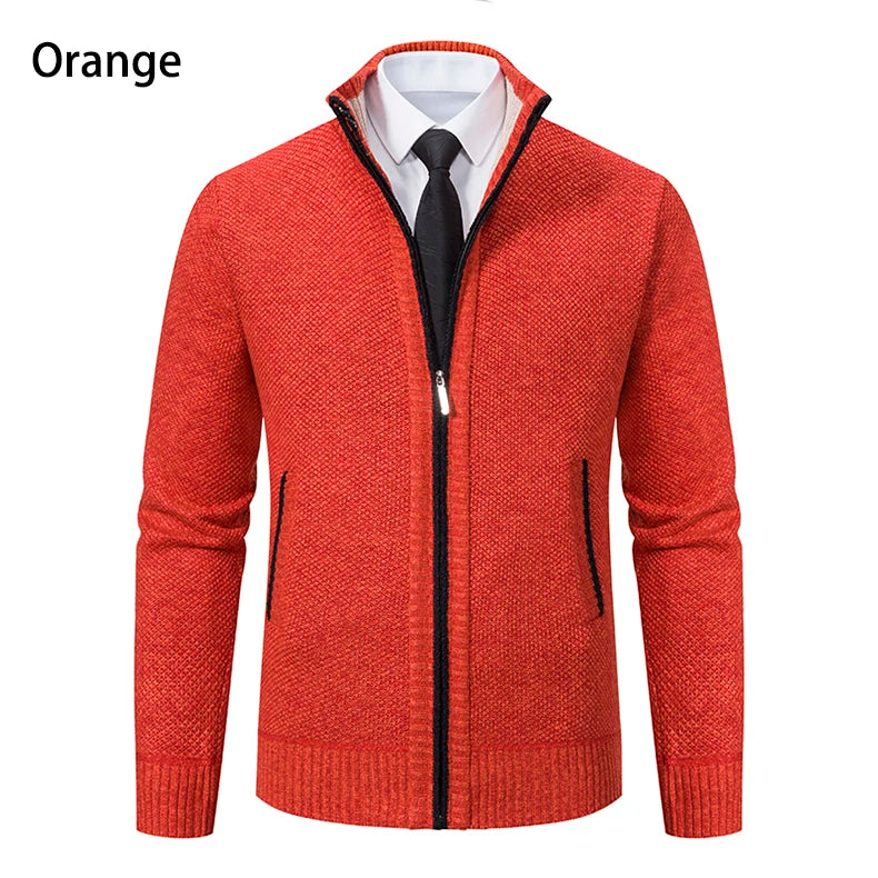 Men's Fleece Zipper Cardigan Casual Sports Coat