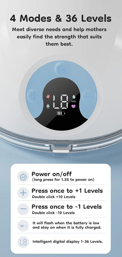 Wearable Electric Breast Pump with LED Display