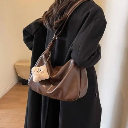 Trendy PU Leather Slouchy Shoulder Bag for Women