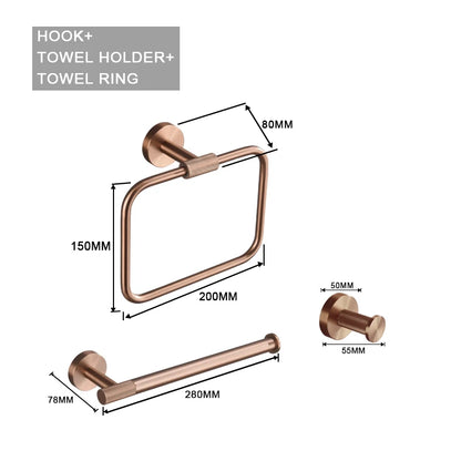 Brushed Rose Gold Metal Bath Hardware Set