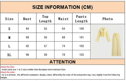 Women Striped V Neck Lace Up Blouse and Wide Leg Pants Set