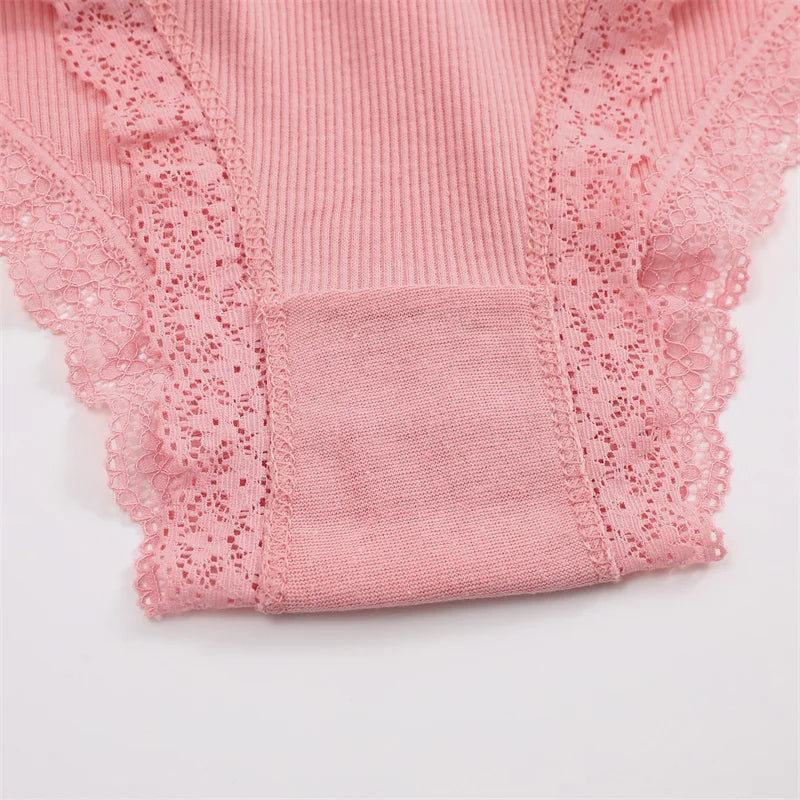 3PCS Women Cotton Lace Brazilian Panties Set S-XL