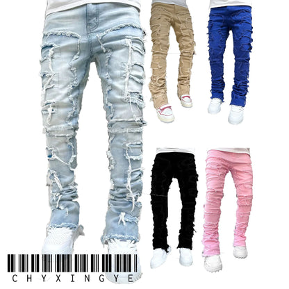 Men's Ripped Distressed Denim Jeans Casual Pants