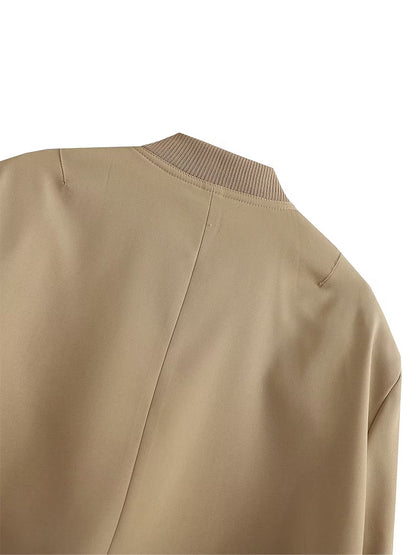 Willshela Women Solid V-Neck Bomber Jacket