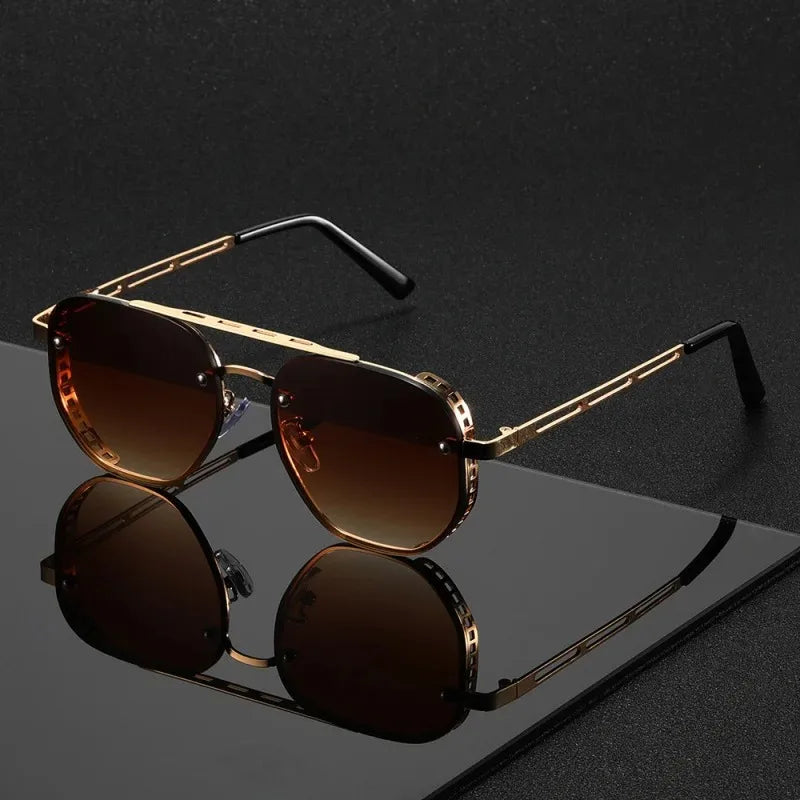 Double-Beam Alloy Sunglasses for Casual Use