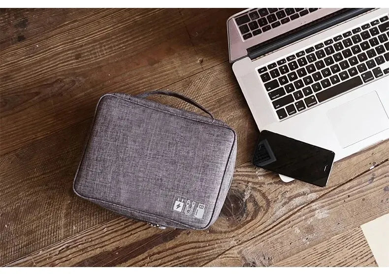 Leather Cable Storage Bag Waterproof Organizer