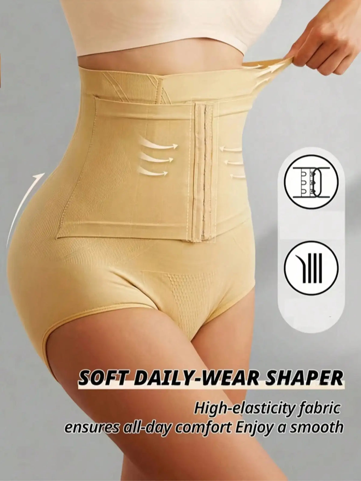 Seamless High Waist Compression Panty Briefs Apricot