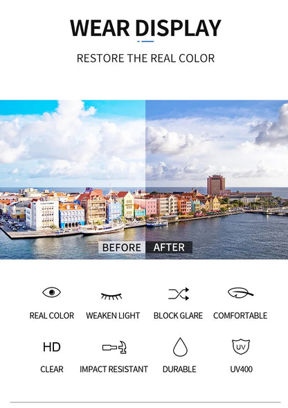 Rimless Rectangle Sunglasses for Women and Men