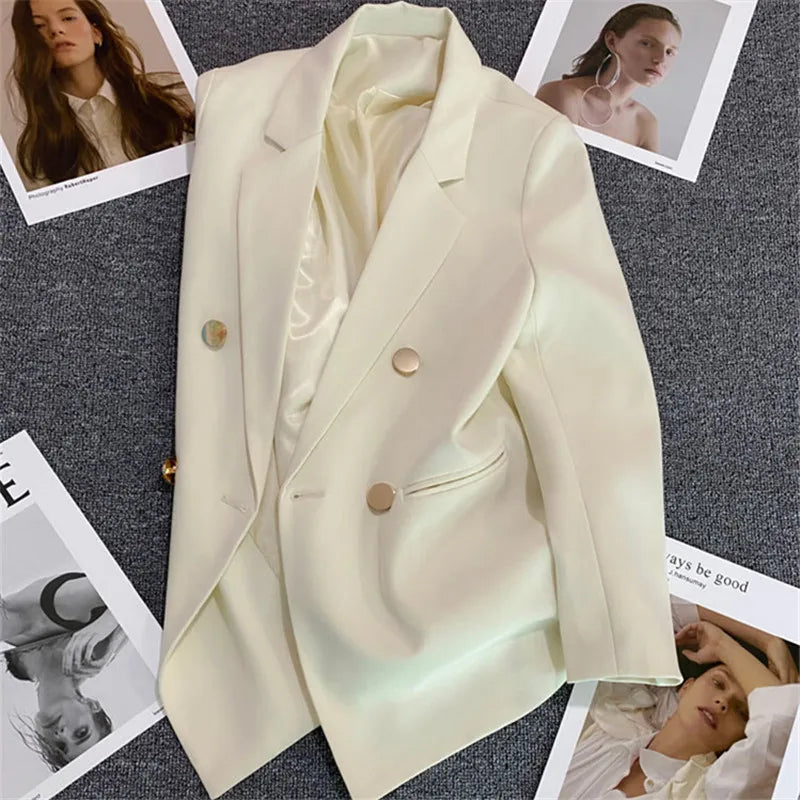 Women Double-Breasted Blazer Casual Suit Jacket