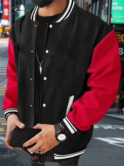 Men's Black And White Varsity Baseball Jacket
