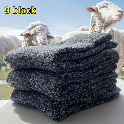 Men's Thick Warm Mid-Calf Socks, 3 Pairs Polyester