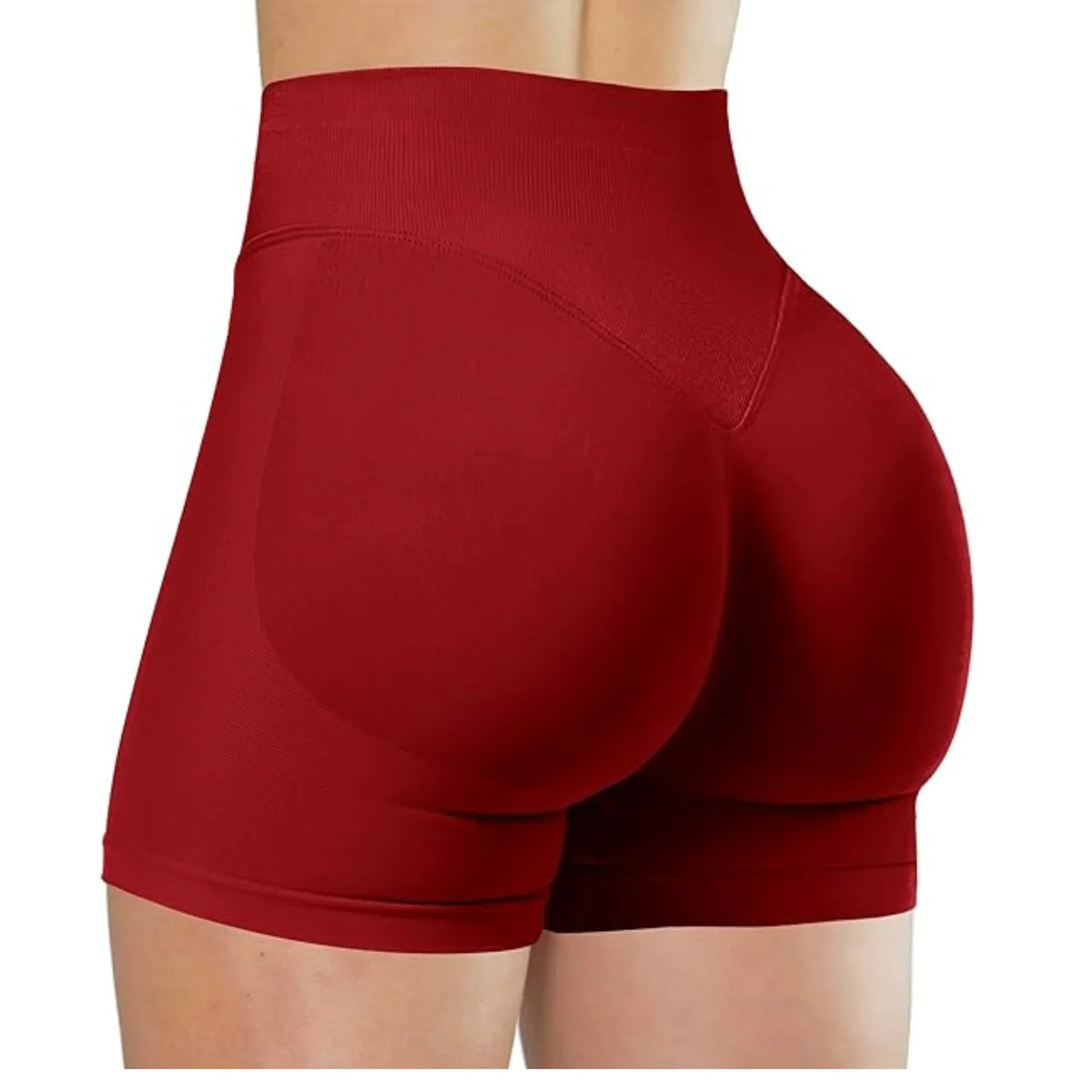 High Waisted Yoga Shorts for Women Nylon Elastane Solid