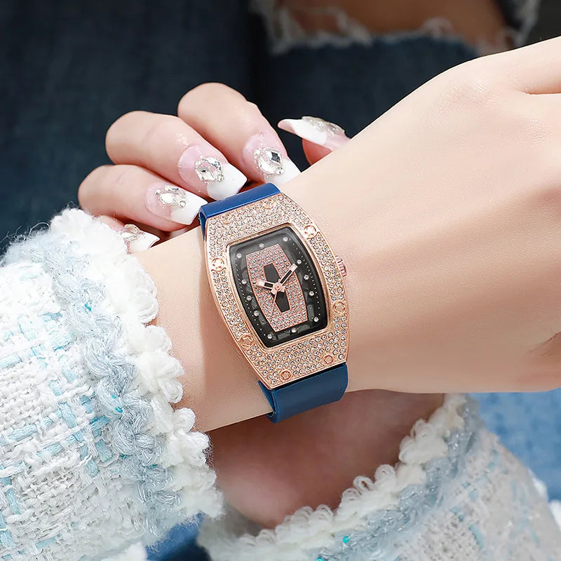 Women Silicone Jelly Quartz Tonneau Watch