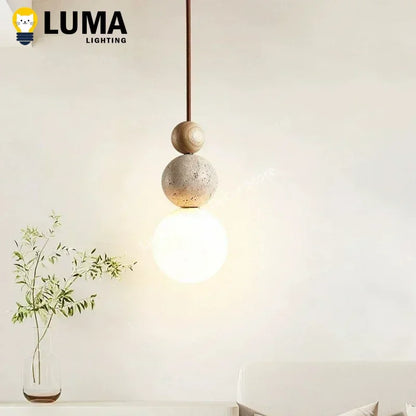Yellow Travertine Pendant Light for Bedroom Kitchen
