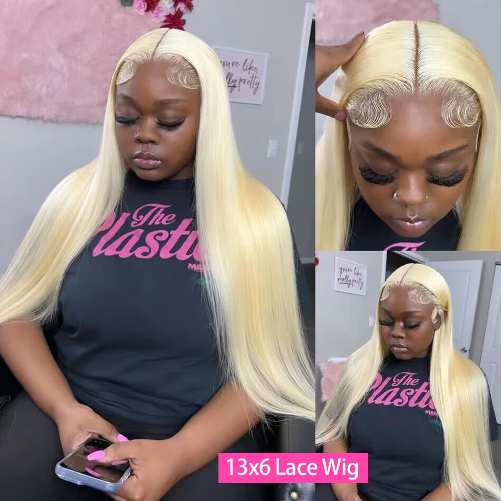 Transparent 613 Blonde Straight Lace Front Wig 13x4 13x6