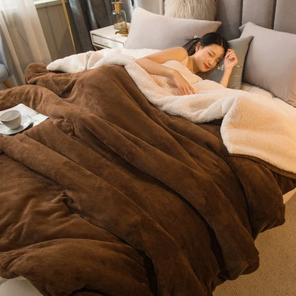 Wool Throw Blanket Double Sided Queen Size Winter Use
