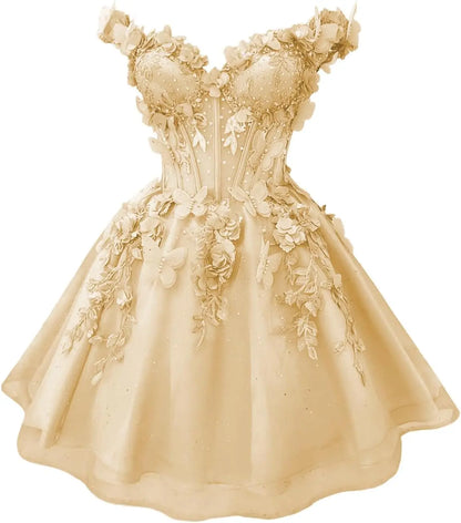 Butterfly Short Off Shoulder Prom Dress for Teens