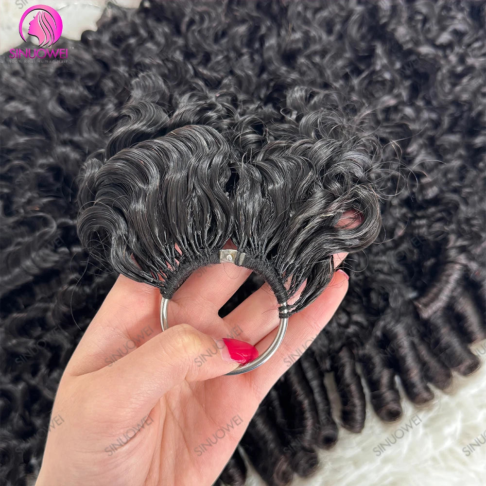 Burmese Curly Human Hair Feather Crochet Extensions