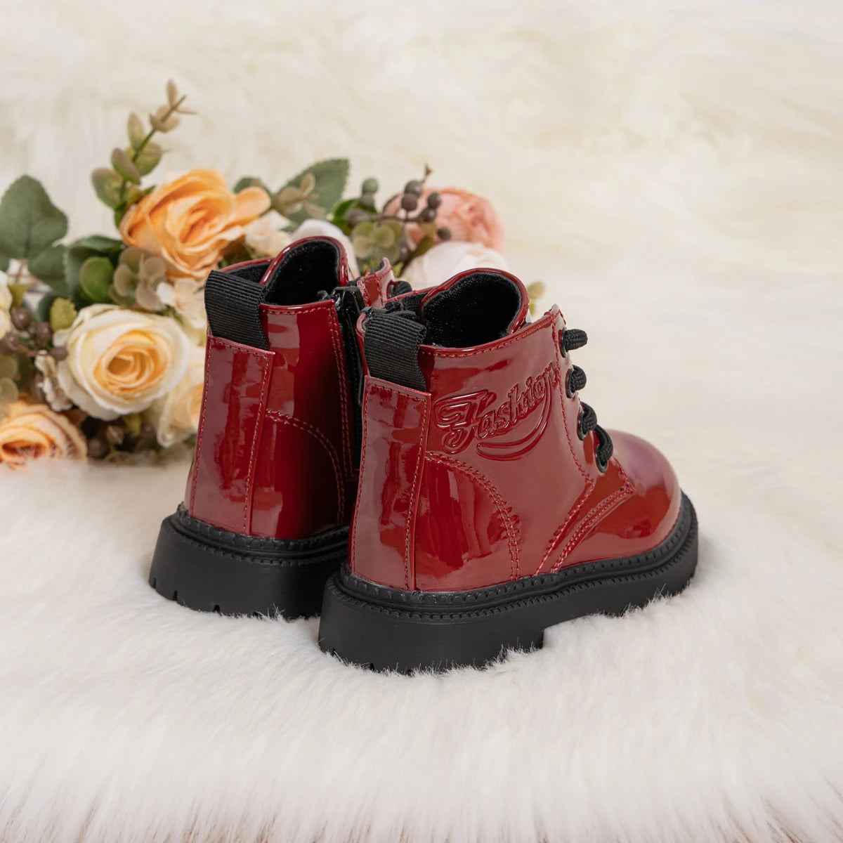 Waterproof PU Leather Children's Lace-up Boots
