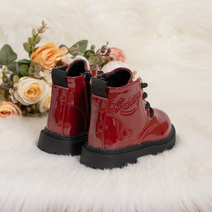 Waterproof PU Leather Children's Lace-up Boots