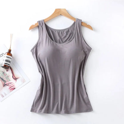 Women's Slim Fit Tank Top with Built-In Bra