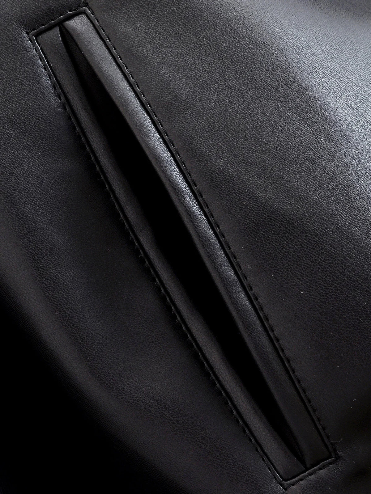 Black Faux Leather Vintage Trench Coat for Women