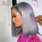 Gray Lace Front Bob Wig 100% Human Hair 13X4