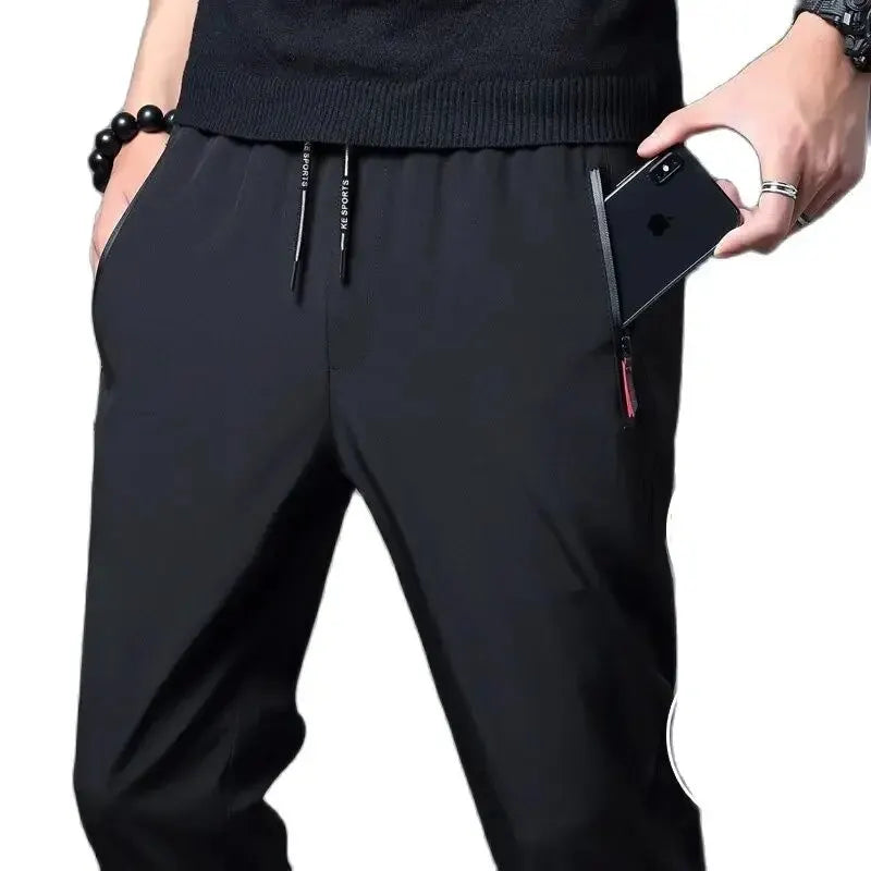 Men's Casual Straight Slim Fit Jogger Pants Polyester Blue Gray