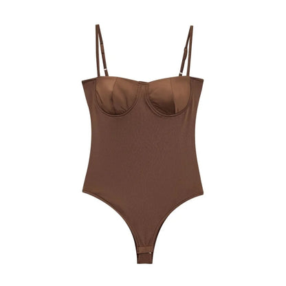 Underwire Spaghetti Strap Bodysuit for Women Casual Slim Fit