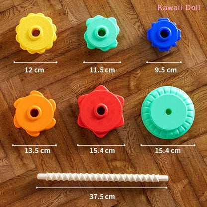 Montessori Rotating Rainbow Tower Baby Stacking Puzzle Toys