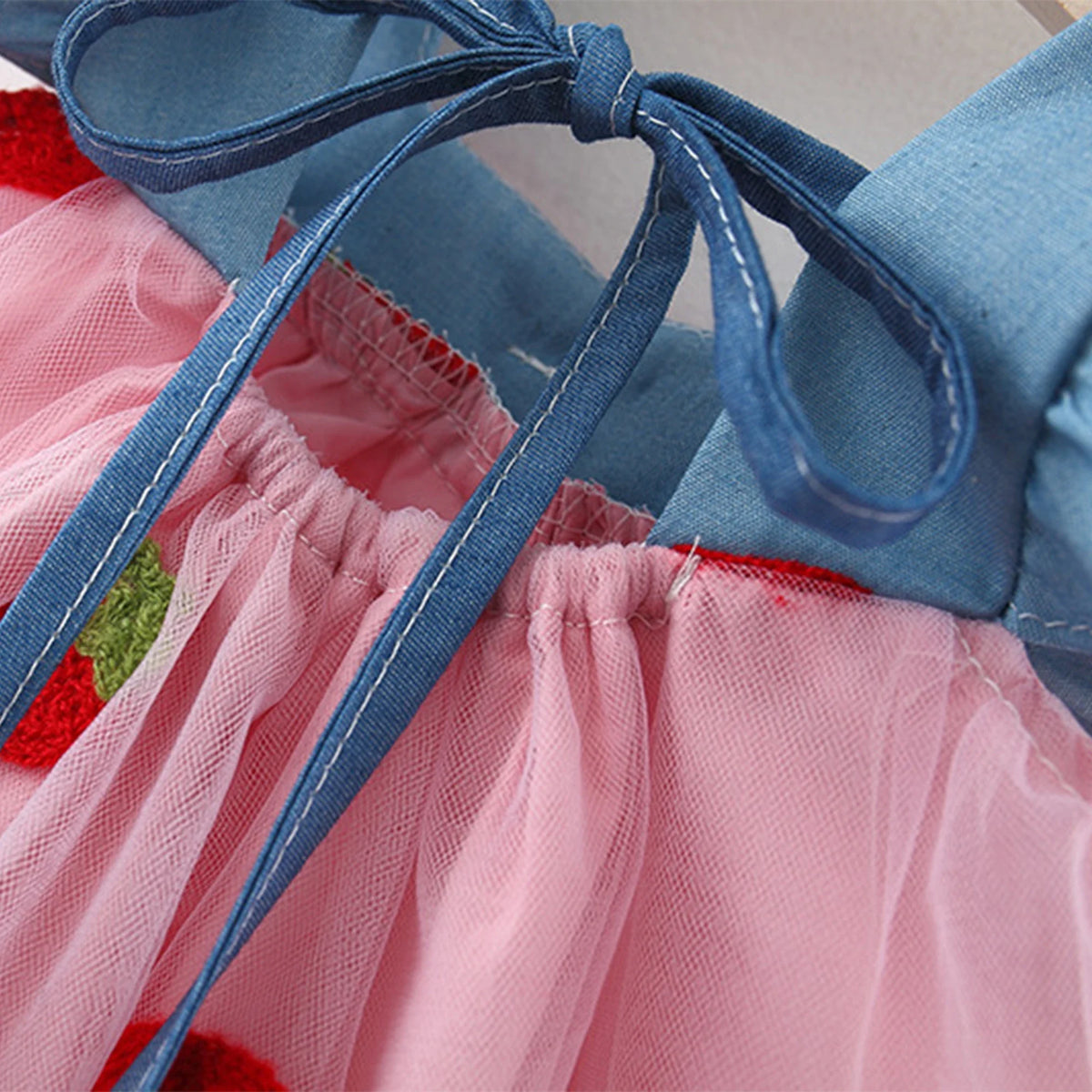 Baby Girl Summer Cherry Mesh Dress