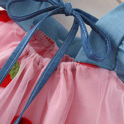 Baby Girl Summer Cherry Mesh Dress