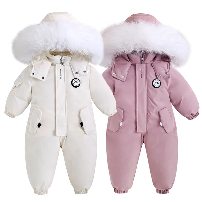 Winter Baby Ski Suit Plus Velvet Jumpsuit Waterproof