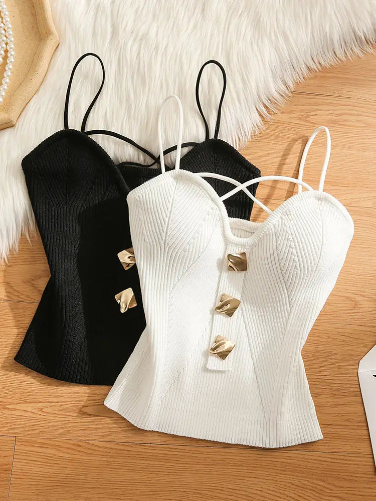 Knitted Camisole Tank Top for Women Summer Outerwear