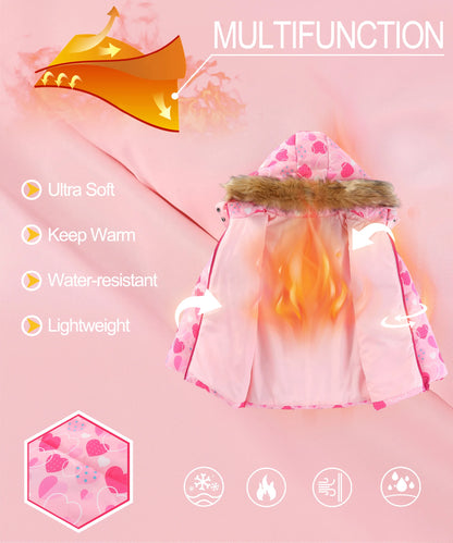 Kids Hooded Ski Suit Cotton Winter Outerwear