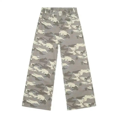 IEFB Vintage Camouflage Men's Loose Denim Jeans Old Blue