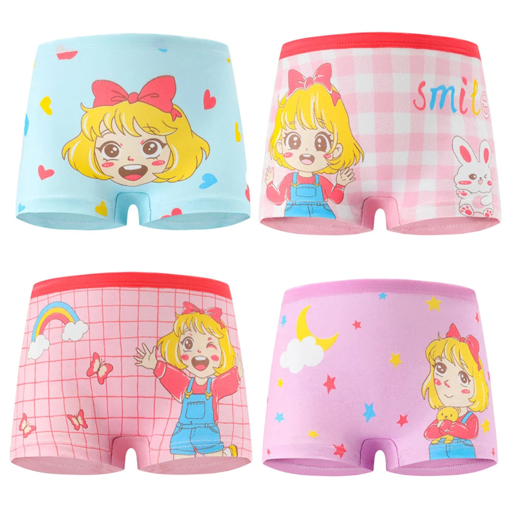 Cotton Cartoon Unicorn Print Girls Panties Set
