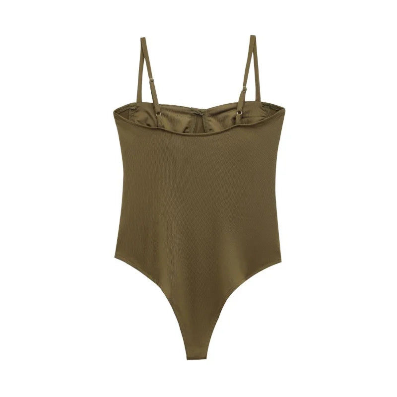 Underwire Spaghetti Strap Bodysuit for Women Casual Slim Fit