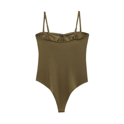 Underwire Spaghetti Strap Bodysuit for Women Casual Slim Fit