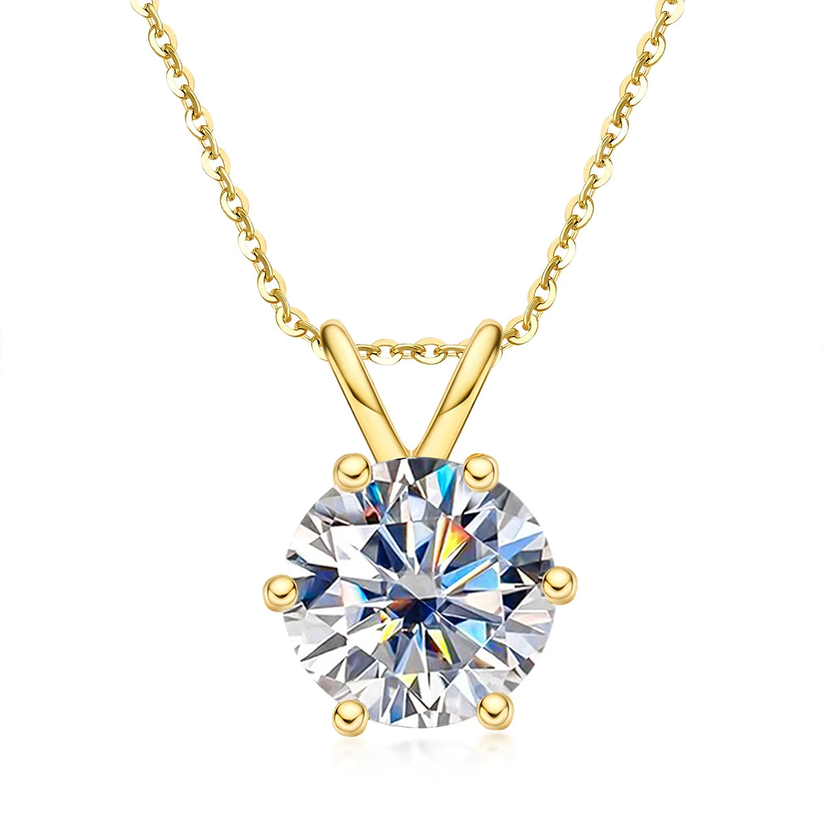 D Color Moissanite Diamond Pendant Necklace 18K Gold Plated