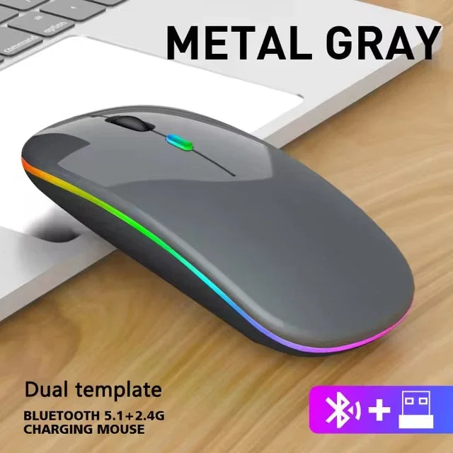 LED Wireless Mouse USB Rechargeable Bluetooth RGB